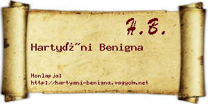 Hartyáni Benigna névjegykártya